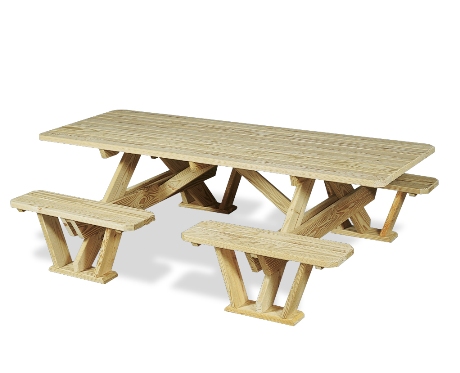 Table Individual Attached Benches