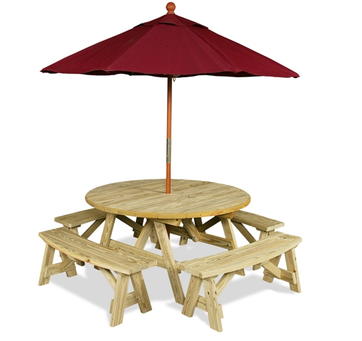 Round Table Rounded Benches Umbrella