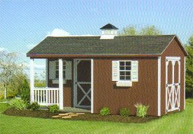 Wood A-Frame Shed with Porch